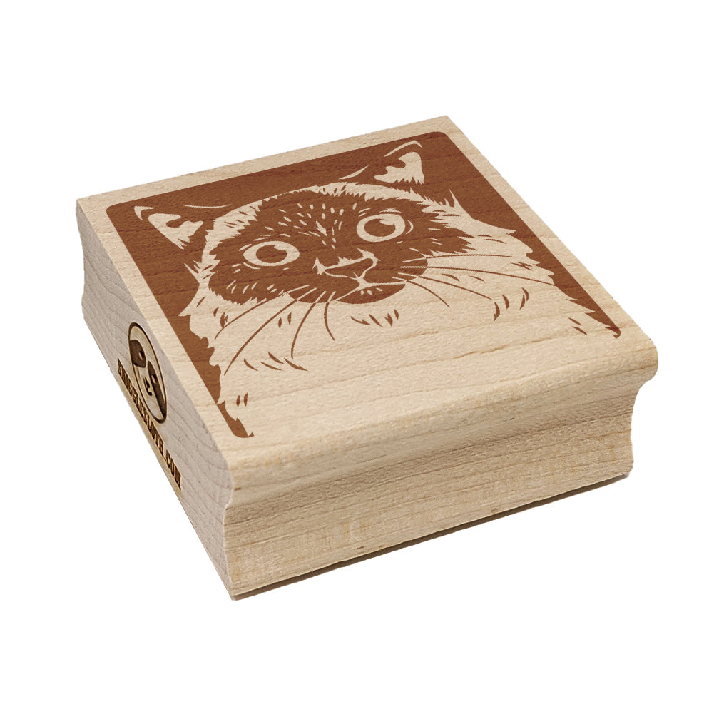 Pretty Siamese Cat Square Rubber Stamp for Stamping Crafting