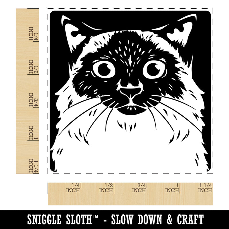 Pretty Siamese Cat Square Rubber Stamp for Stamping Crafting