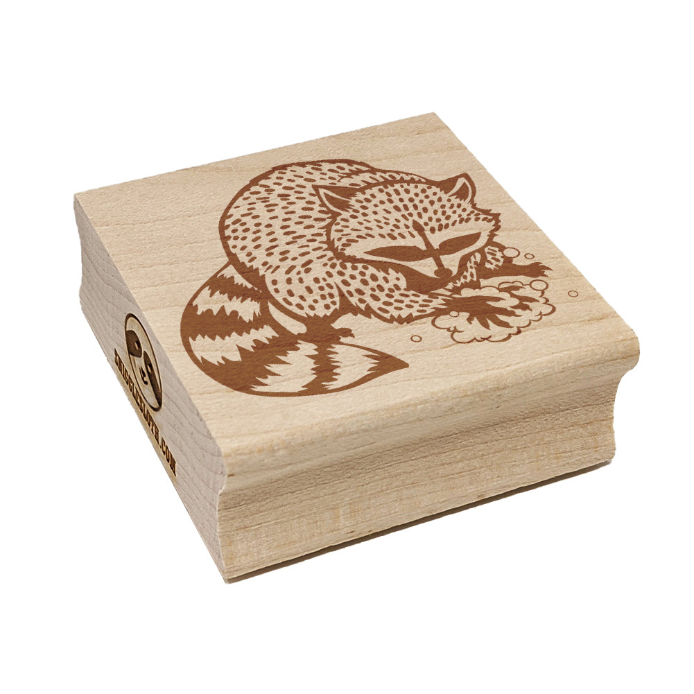 Raccoon Washing Hands Square Rubber Stamp for Stamping Crafting