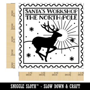 Santa's Workshop North Pole Destination Christmas Square Rubber Stamp for Stamping Crafting