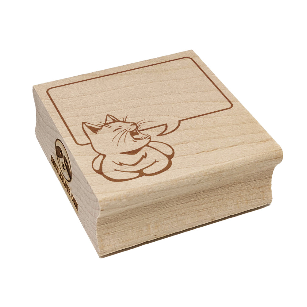 Sleepy Kitty Says with Blank Speech Bubble Square Rubber Stamp for Stamping Crafting