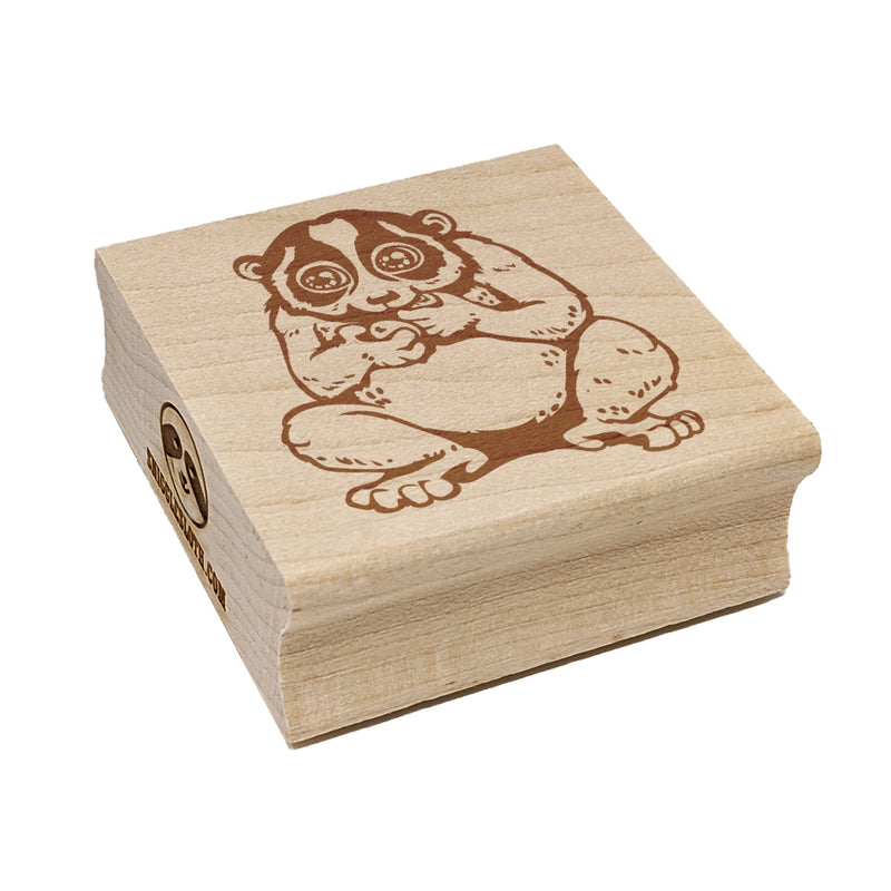 Slow Loris Eating Grapes Square Rubber Stamp for Stamping Crafting