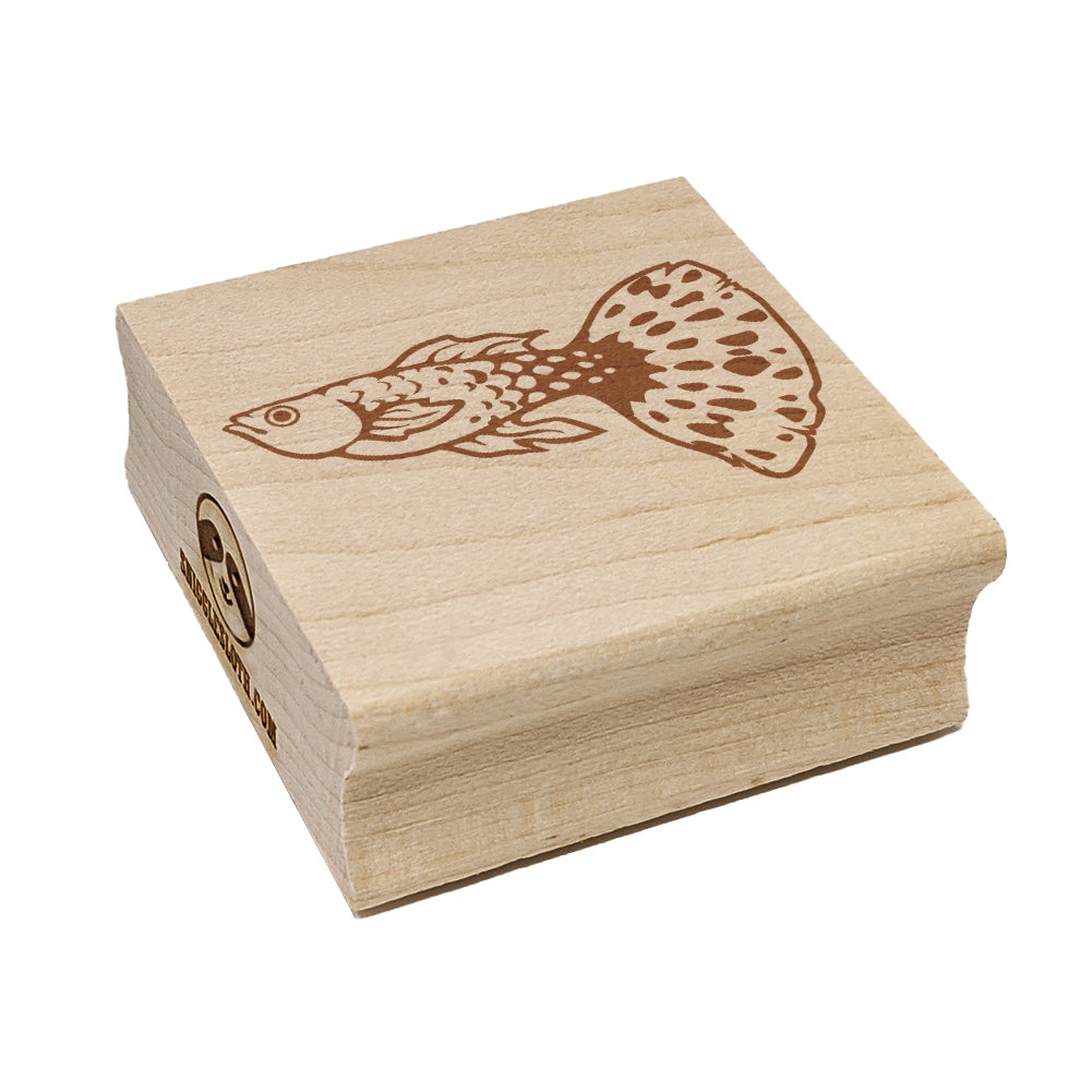 Spotted Guppy Fish Square Rubber Stamp for Stamping Crafting