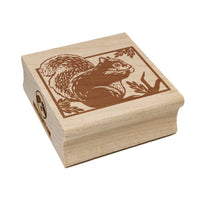 Squirrel with Oak Leaves Square Rubber Stamp for Stamping Crafting