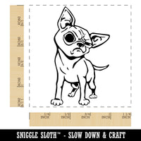 Suspicious Chihuahua Dog Square Rubber Stamp for Stamping Crafting