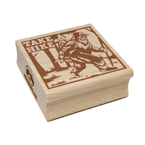 Take A Hike Bigfoot Hiking Hiker with Backpack Square Rubber Stamp for Stamping Crafting