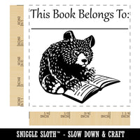 This Book Belongs to Baby Bear Reading Square Rubber Stamp for Stamping Crafting