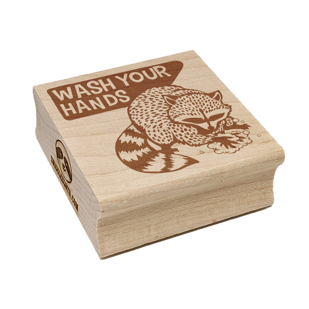 Wash Your Hands Raccoon Square Rubber Stamp for Stamping Crafting