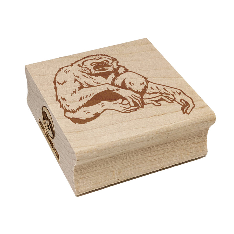 White Handed Gibbon Square Rubber Stamp for Stamping Crafting