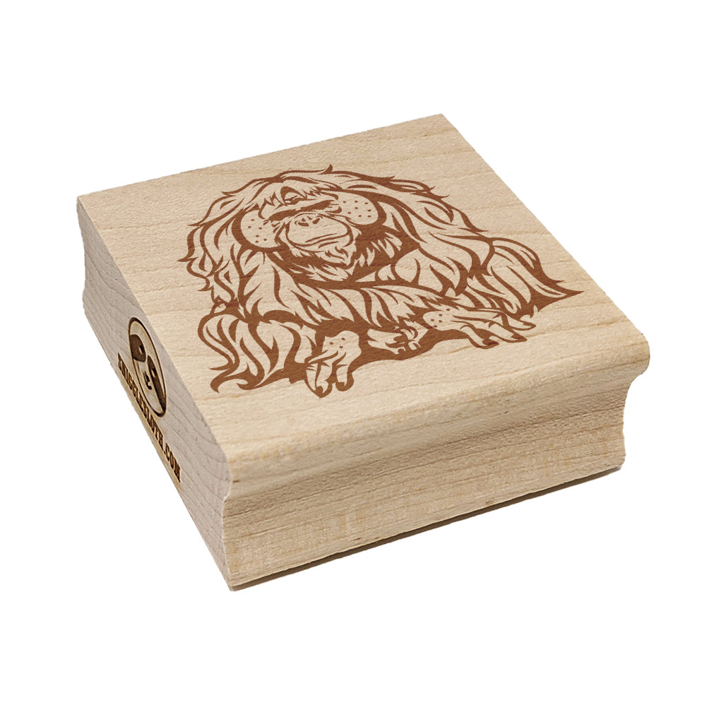 Wise Old Orangutan Great Ape Square Rubber Stamp for Stamping Crafting