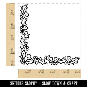 Christmas Holly Corner Square Rubber Stamp for Stamping Crafting