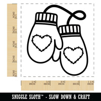 Cozy Mittens with Hearts Winter Square Rubber Stamp for Stamping Crafting