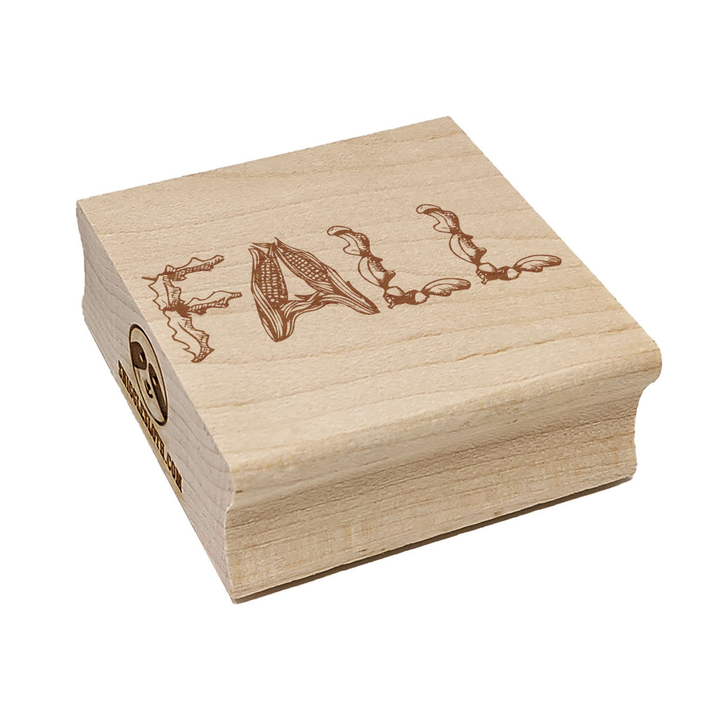 Fall Harvest Text Square Rubber Stamp for Stamping Crafting