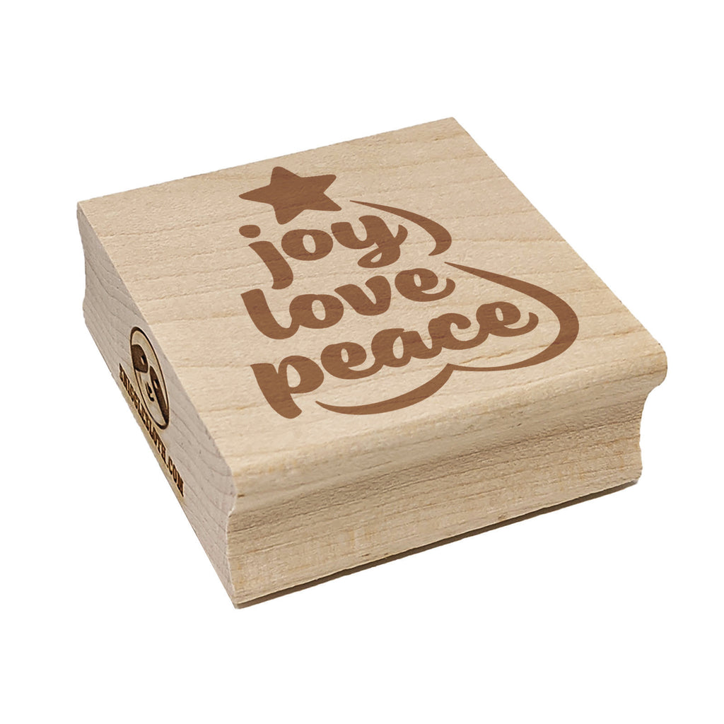 Joy Love Peace Christmas Tree Square Rubber Stamp for Stamping Crafting
