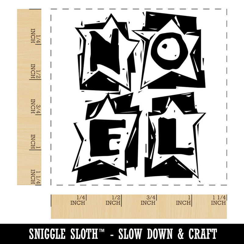 Noel in Stars Christmas Square Rubber Stamp for Stamping Crafting