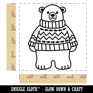 Polar Bear in Sweater Square Rubber Stamp for Stamping Crafting