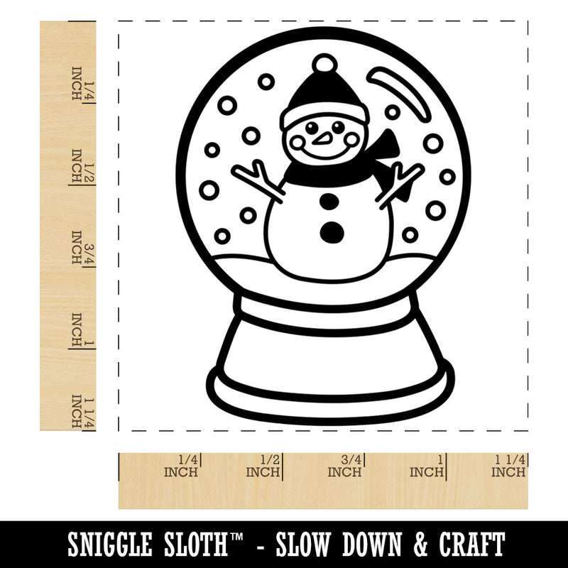 Snow Globe with Snowman Scene Winter Square Rubber Stamp for Stamping Crafting