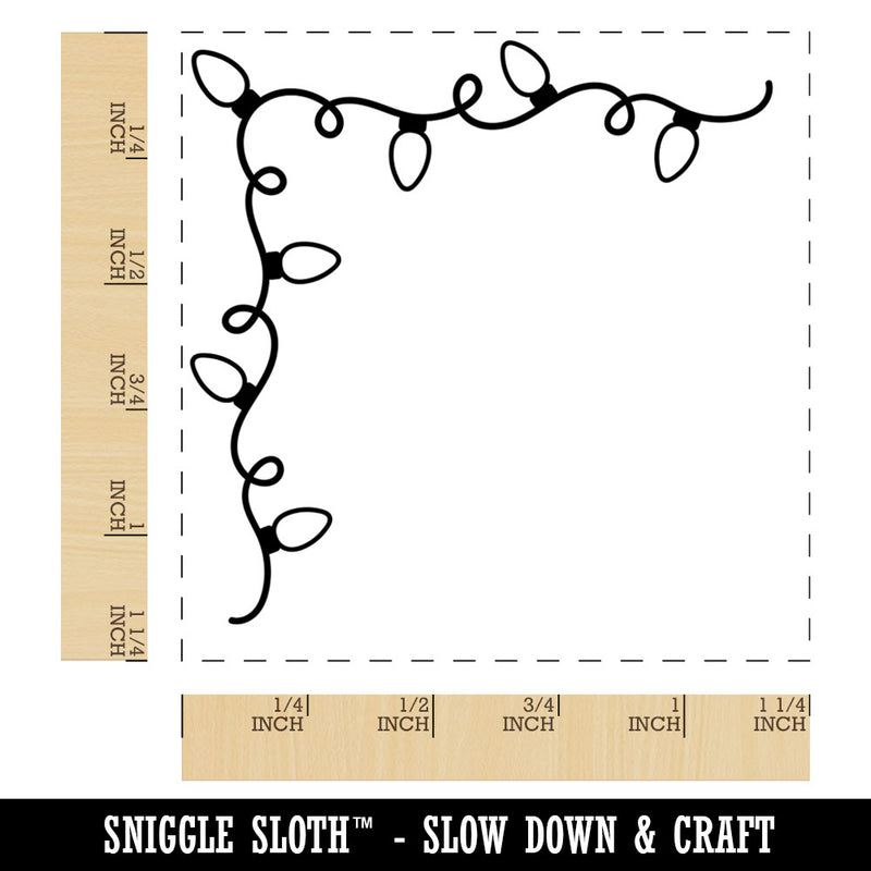 Christmas Lights Corner Border Decoration Square Rubber Stamp for Stamping Crafting