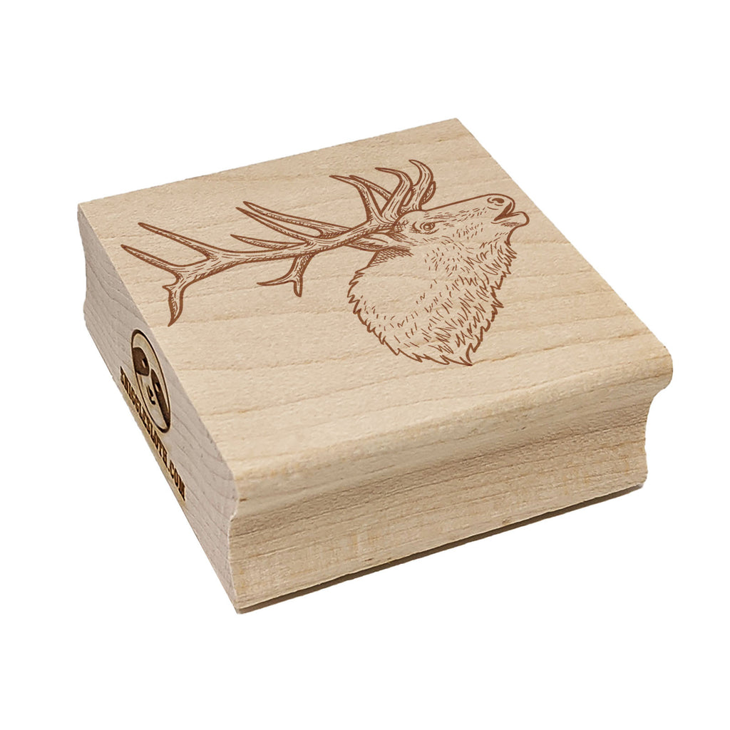 Elk Calling Out Square Rubber Stamp for Stamping Crafting