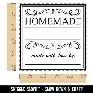 Filigree Homemade Made With Love By Fill In Jam Jelly Jar Square Rubber Stamp for Stamping Crafting