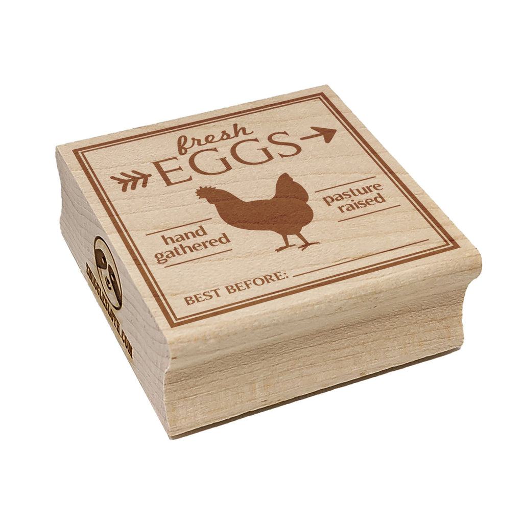 Fresh Chicken Eggs Hand Gathered Pasture Raised Best Before Square Rubber Stamp for Stamping Crafting