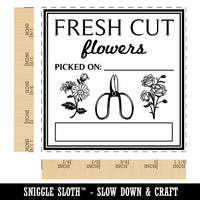 Fresh Cut Flowers Picked On Square Rubber Stamp for Stamping Crafting