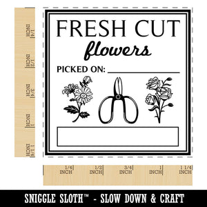 Fresh Cut Flowers Picked On Square Rubber Stamp for Stamping Crafting