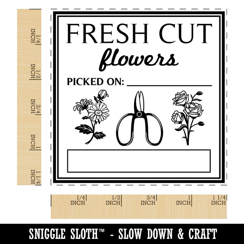 Fresh Cut Flowers Picked On Square Rubber Stamp for Stamping Crafting