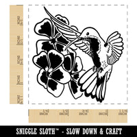 Hummingbird Hovering Over Flowers Square Rubber Stamp for Stamping Crafting
