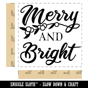 Merry and Bright Mistletoe Christmas Square Rubber Stamp for Stamping Crafting