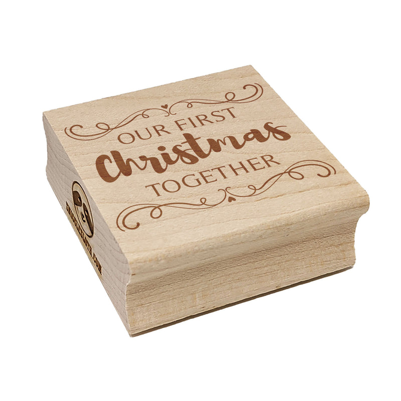 Our First Christmas Together Filigree Square Rubber Stamp for Stamping Crafting