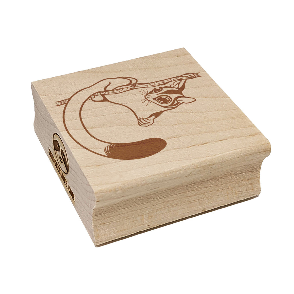 Playful Sugar Glider Hanging Square Rubber Stamp for Stamping Crafting
