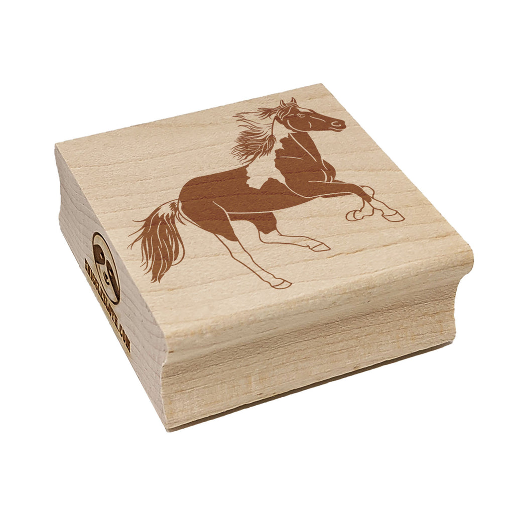 Running American Paint Horse Square Rubber Stamp for Stamping Crafting