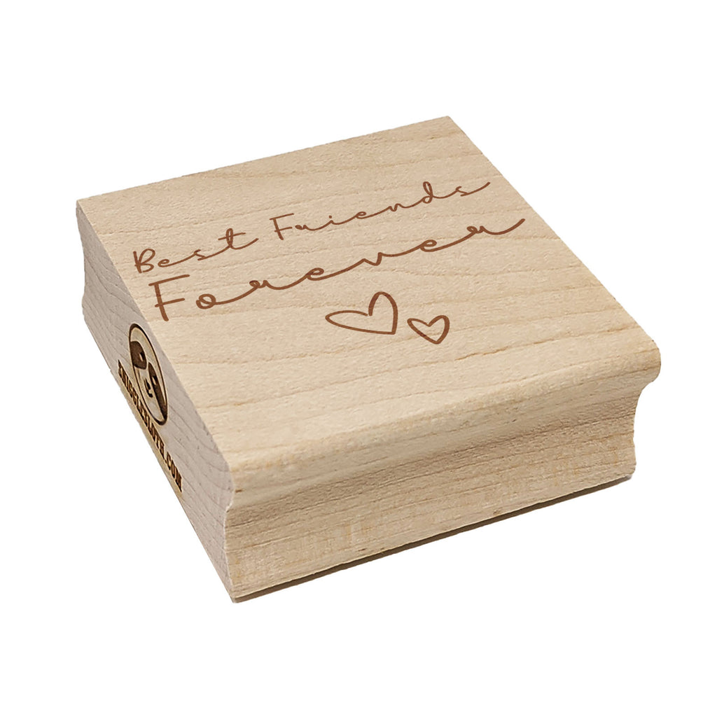 Best Friends Forever Script with Hearts Square Rubber Stamp for Stamping Crafting