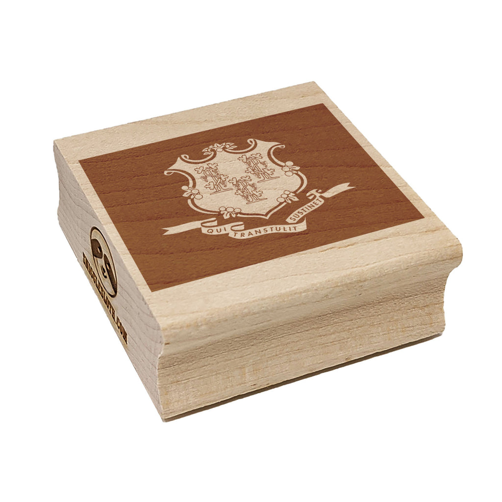 Connecticut State Flag Square Rubber Stamp for Stamping Crafting