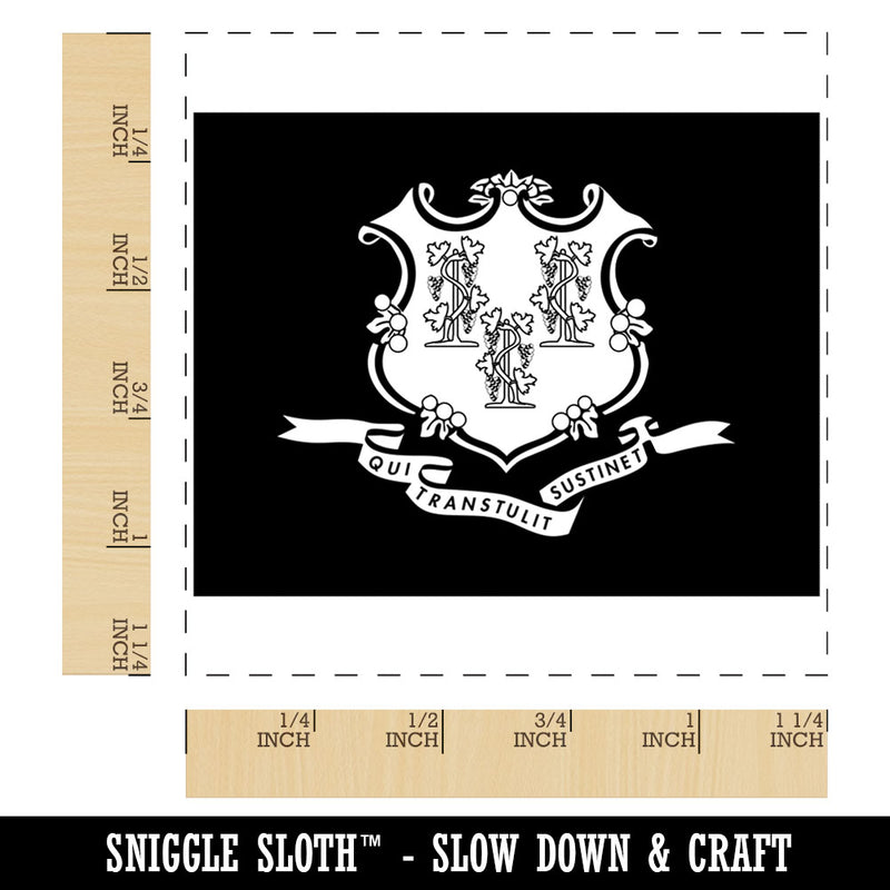 Connecticut State Flag Square Rubber Stamp for Stamping Crafting