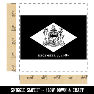 Delaware State Flag Square Rubber Stamp for Stamping Crafting