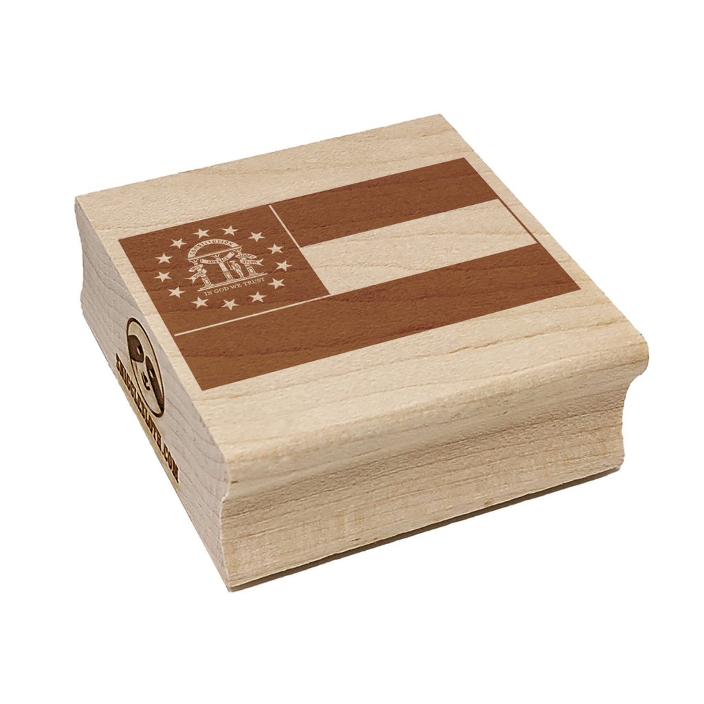 Georgia State Flag Square Rubber Stamp for Stamping Crafting