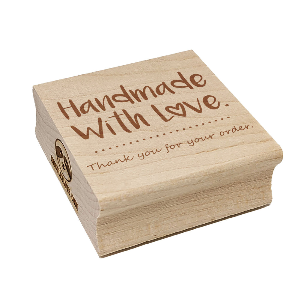 Handmade with Love Thank You For Your Order Square Rubber Stamp for Stamping Crafting
