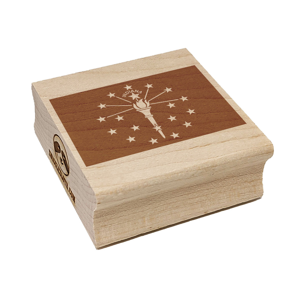 Indiana State Flag Square Rubber Stamp for Stamping Crafting