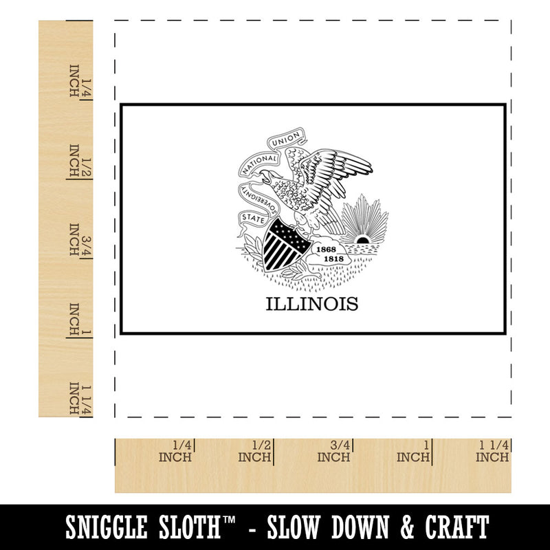 Illinois State Flag Square Rubber Stamp for Stamping Crafting