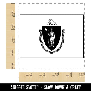 Massachusetts State Flag Square Rubber Stamp for Stamping Crafting
