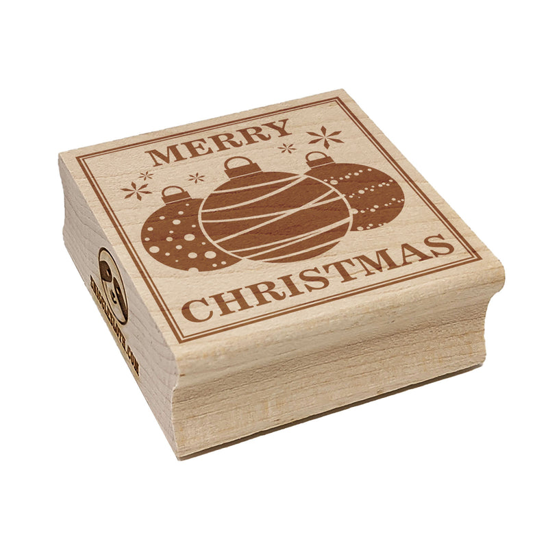 Merry Christmas Holiday Ornaments Square Rubber Stamp for Stamping Crafting