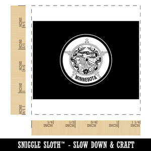 Minnesota State Flag Square Rubber Stamp for Stamping Crafting