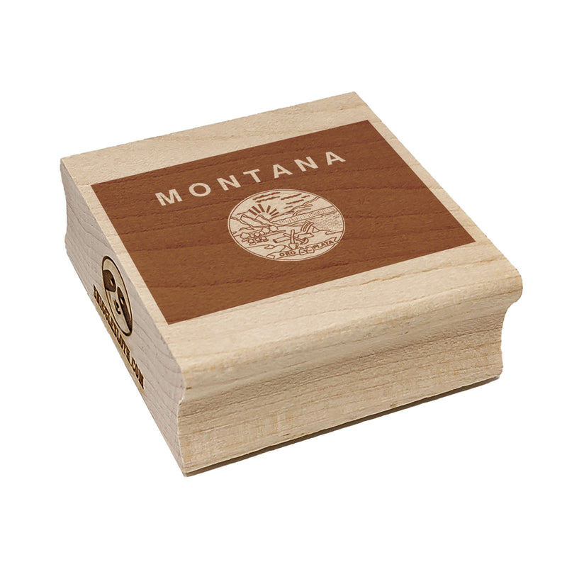 Montana State Flag Square Rubber Stamp for Stamping Crafting