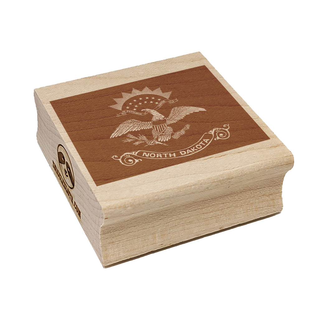 North Dakota State Flag Square Rubber Stamp for Stamping Crafting