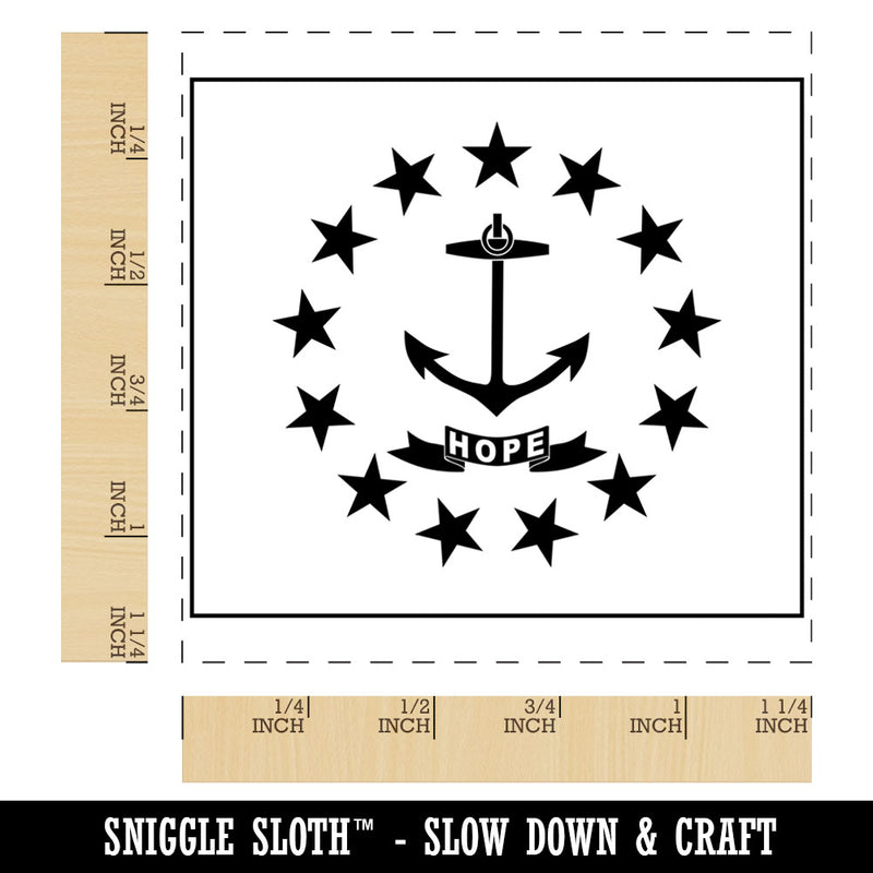 Rhode Island State Flag Square Rubber Stamp for Stamping Crafting