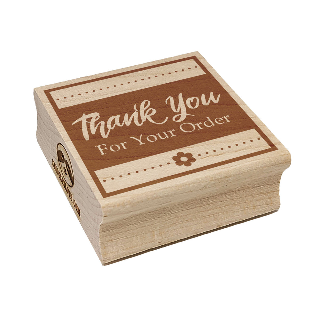 Thank You For Your Order Formal with Flower Square Rubber Stamp for Stamping Crafting