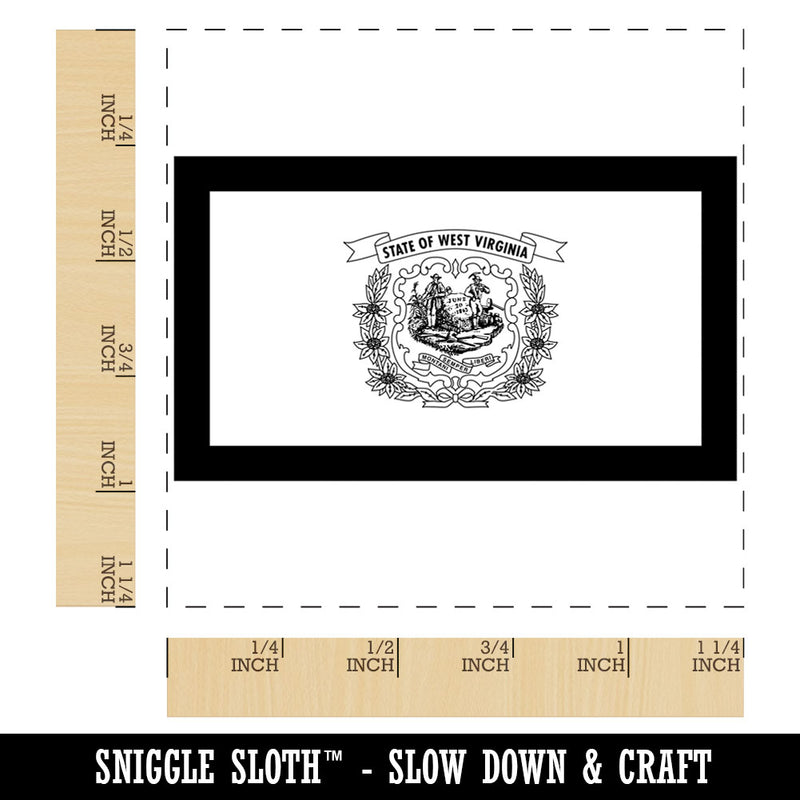 West Virginia State Flag Square Rubber Stamp for Stamping Crafting