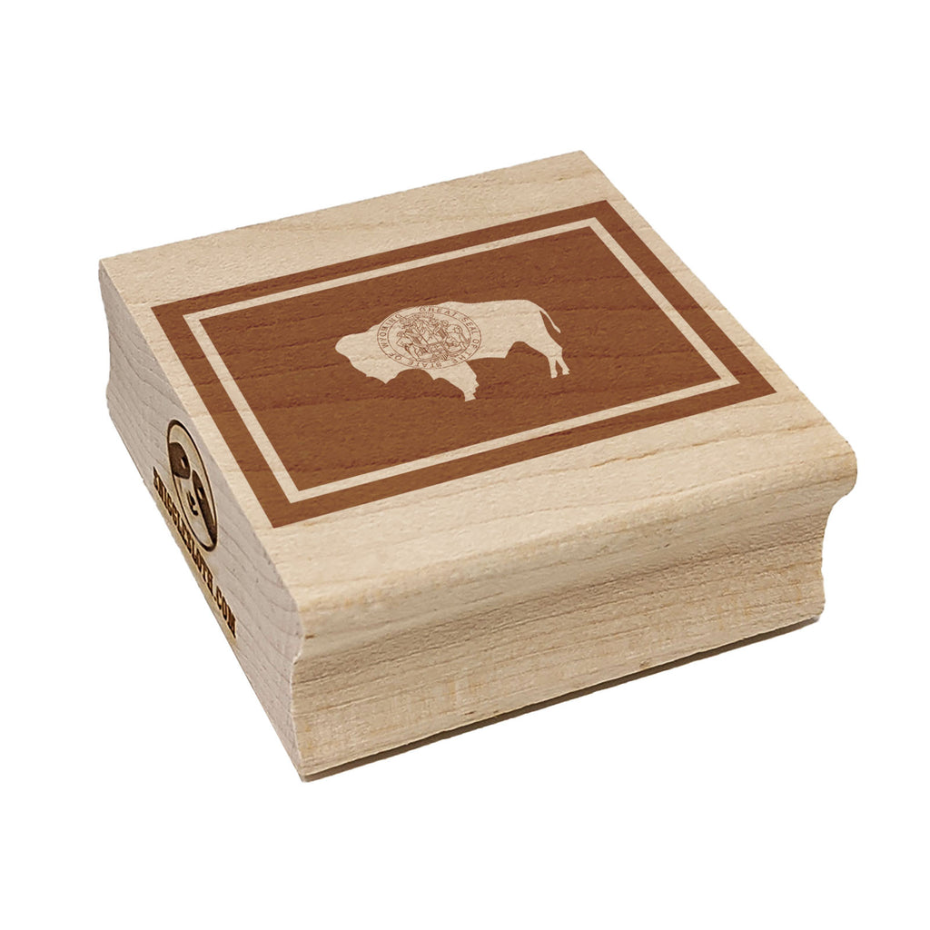 Wyoming State Flag Square Rubber Stamp for Stamping Crafting